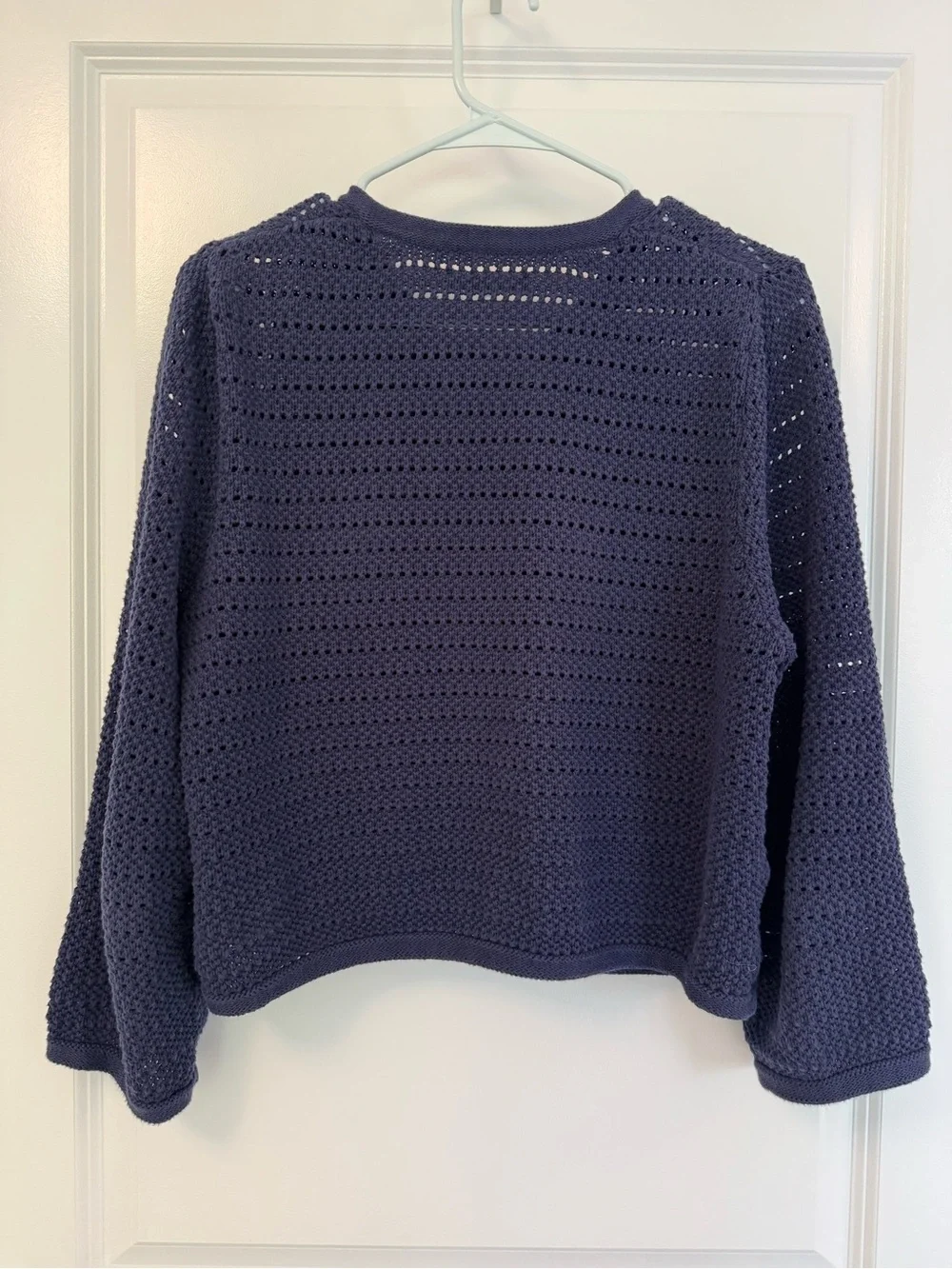 Reformation Charlotte Cotton Cardigan in Navy - Picture 5 of 6